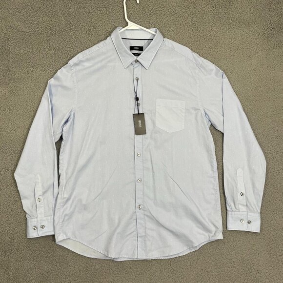 NEW Hugo Boss BOSS Dress Shirt Men 2XL Blue Slim Fit Button Down - Picture 1 of 10